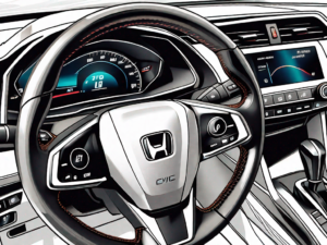 A 2016 honda civic with its dashboard in focus