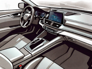 A 2022 honda accord's interior focusing on the seatbelt alarm light on the dashboard and a seatbelt unbuckled