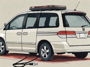 A honda odyssey minivan with its hood open