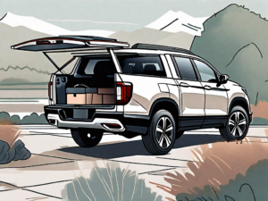 A honda ridgeline parked in a picturesque setting