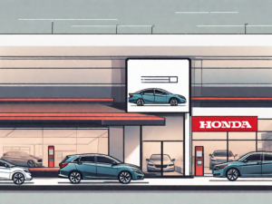 A honda car dealership with a variety of car models on display