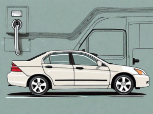 A 2006 honda accord with a focus on the car door lock and a slim jim tool inserted into it