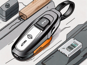 A nissan altima key fob next to a small screwdriver and a new battery