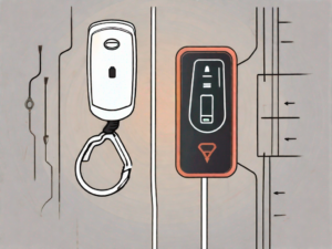 A nissan car key next to a charging device