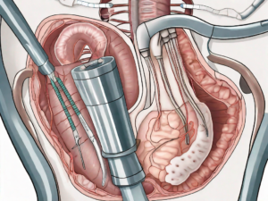 A dissected view of the upper part of the stomach showing a slipped nissen fundoplication