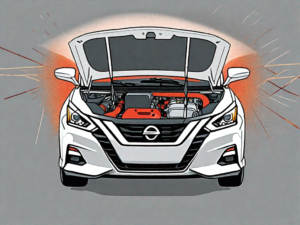 A 2020 nissan altima with the hood open