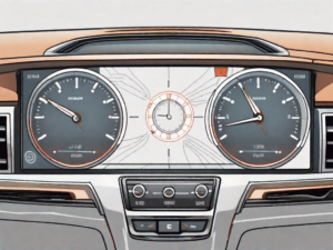 A nissan altima dashboard highlighting the clock settings area