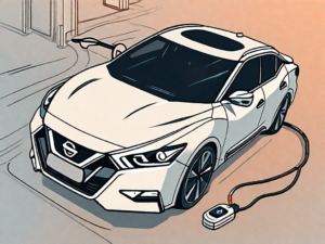 A nissan maxima with a remote start key fob nearby