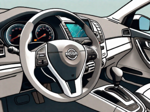 A nissan sentra's interior focusing on the dashboard with the overdrive (o/d) button highlighted