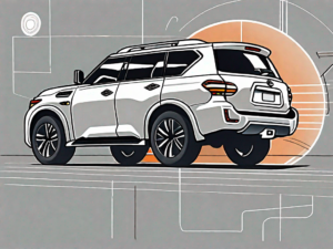 A nissan armada with its front radar system highlighted