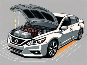 A 2017 nissan altima with an open hood