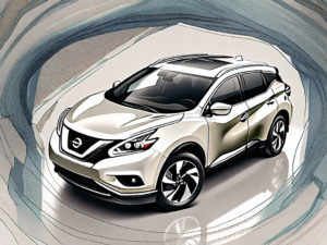 A nissan murano with its hood open