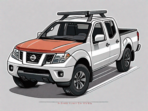 A nissan frontier truck with an open hood