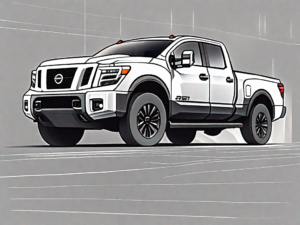 A nissan titan truck with visible enhancements like a turbocharger