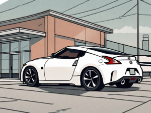 A nissan z car parked outside a dealership