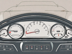 A nissan altima's dashboard focusing on the fuel gauge and reset button