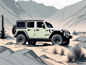 A 2022 jeep wrangler with detailed focus on the 4-wheel drive system