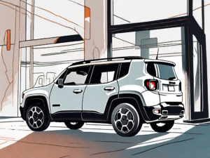 A jeep renegade with the driver's door open