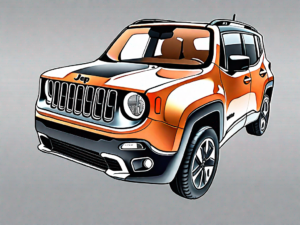 A jeep renegade from a front angle with the hood slightly raised