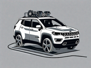 A jeep compass with an open hood