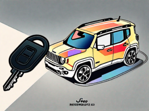 A jeep renegade key fob next to a small