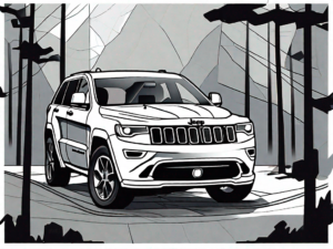 A 2017 jeep grand cherokee with an open hood