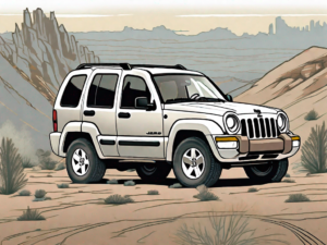 A 2004 jeep liberty with the focus on the 4-wheel drive system and gear shift