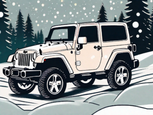 A jeep wrangler decorated with twinkling christmas lights