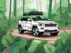 A jeep grand cherokee in a lush