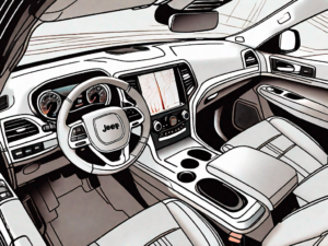 A jeep grand cherokee's interior focusing on the heating system controls on the dashboard